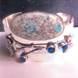 K2 Jasper Blue Topaz 925 Sterling Silver Cuff Bracelet